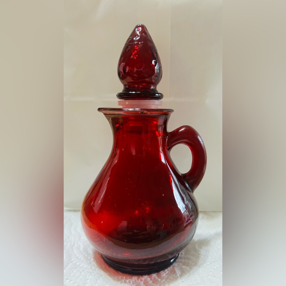Vintage Avon Strawberry bath foam glass decanter.